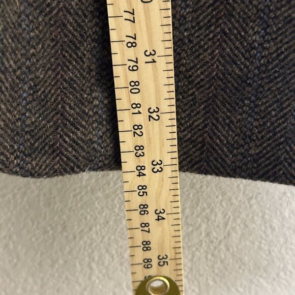 VTG Cricketeer Wool Blazer Sport Coat Jacket Men 46 Herringbone Brown 90s Prep - Picture 7 of 16